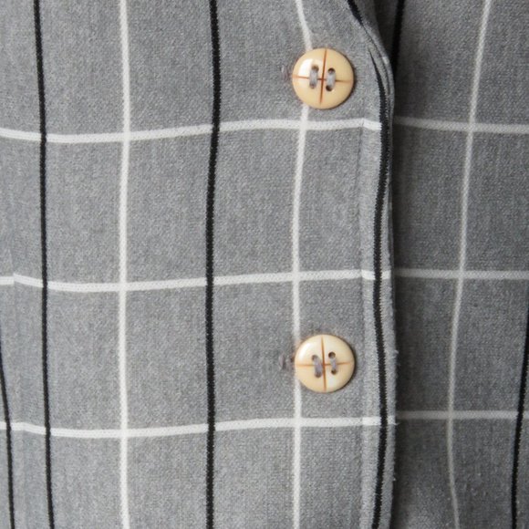 Retro Plaid Grey 1970s Vintage Paris Star Blazer - Picture 6 of 8